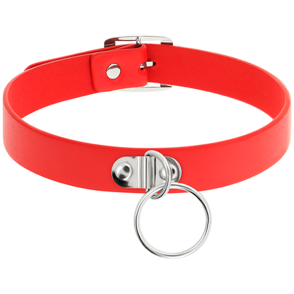 COQUETTE CHIC DESIRE - COLLIER CUIR VEGAN ROUGE FEMME ACCESSOIRE FÉTICHE