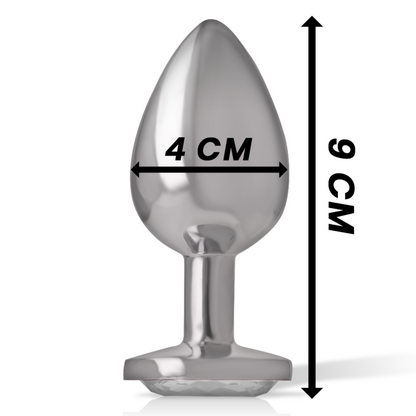 INTENSE - PLUG ANAL EN MÉTAL ALUMINIUM AVEC CRISTAL DARGENT TAILLE L