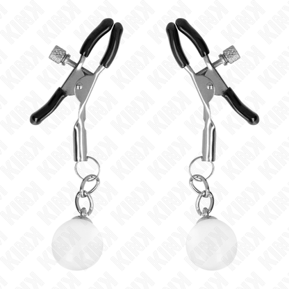 KINK - PINCES À METON BILLES DE VERRE ARGENT 6 CM