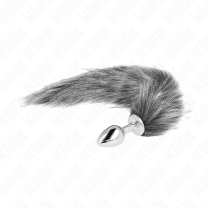 KINK - PLUG ANAL TAILLE S 7 X 3 CM AVEC QUEUE SYNTHÉTIQUE 40 CM GRIS