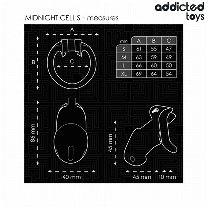 ADDICTED TOYS LOCKED - MINDNIGHT CELL CAGE À PÉNIS TAILLE S