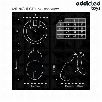 ADDICTED TOYS LOCKED - MINDNIGHT CELL CAGE À PÉNIS TAILLE M
